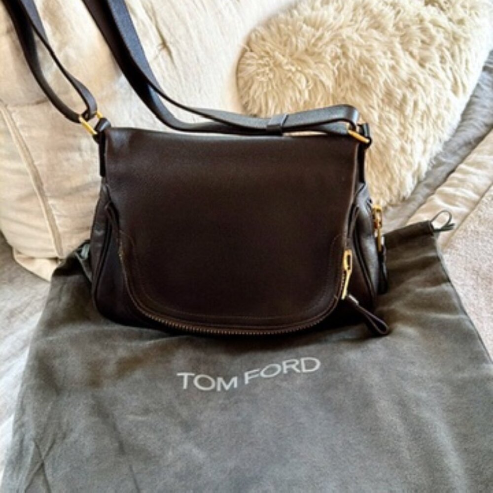 Tom Ford Chocolate Leather Crossbody Bag